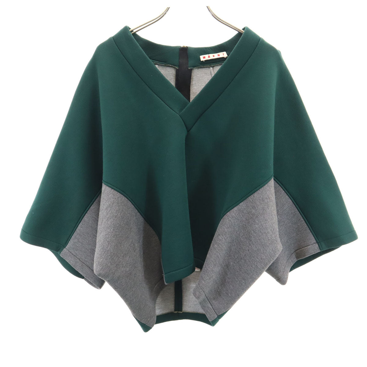 MARNI マルニ イタリア製 5分袖 ボンディング Vネック ドルマン カットソー 38 深緑 レディース