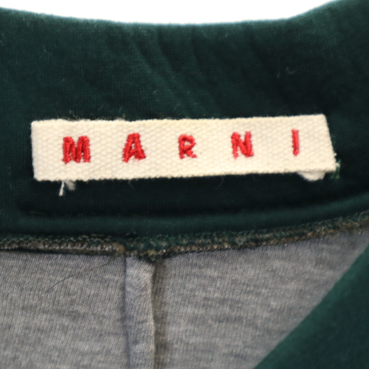 MARNI マルニ イタリア製 5分袖 ボンディング Vネック ドルマン カットソー 38 深緑 レディース