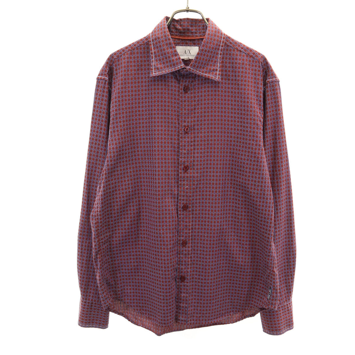 ARMANI EXCHANGE アルマーニエクスチェンジ 総柄 長袖 コットンシャツ M ブラウン メンズ