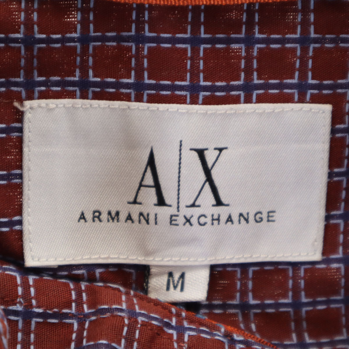 ARMANI EXCHANGE アルマーニエクスチェンジ 総柄 長袖 コットンシャツ M ブラウン メンズ