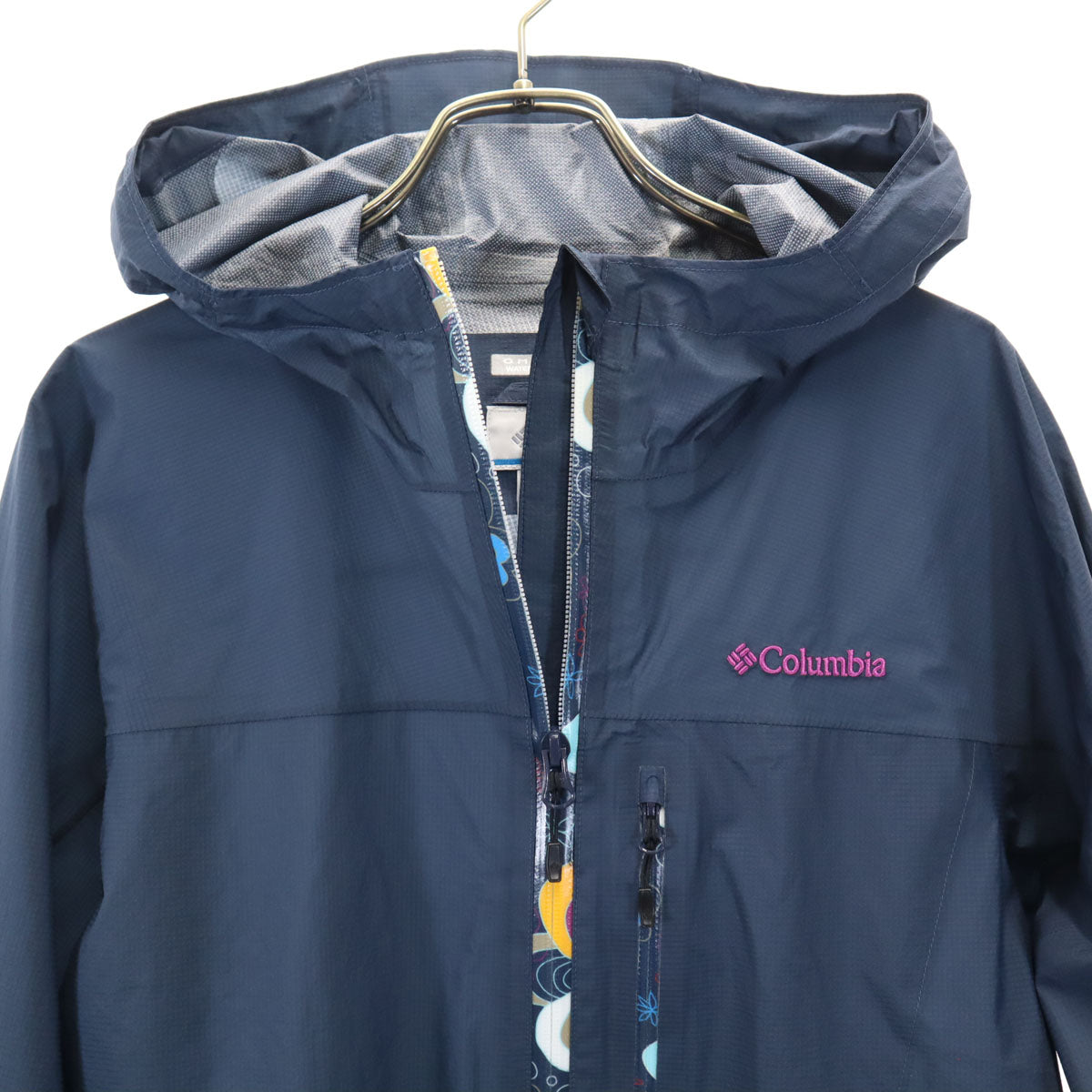 Columbia コロンビア フラッシュリーフ ナイロンジャケット L ネイビー系 防水 アウトドア 収納袋付き レディース