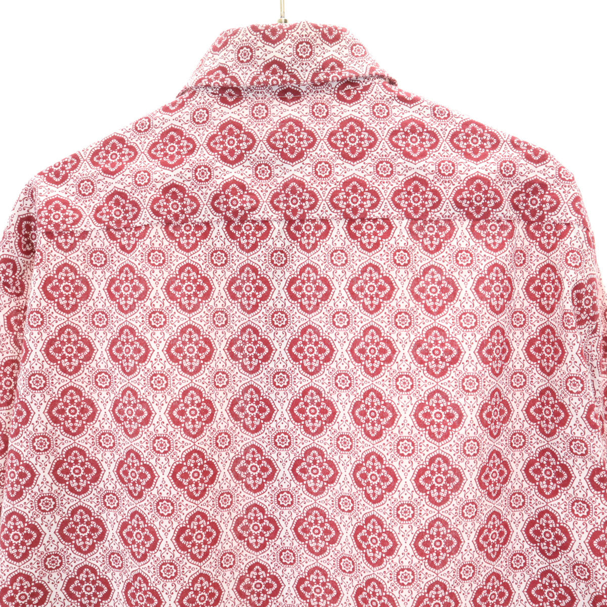 STRETCH BRESS 70s USA製 ヴィンテージ 総柄 長袖 シャツ M 赤系 メンズ