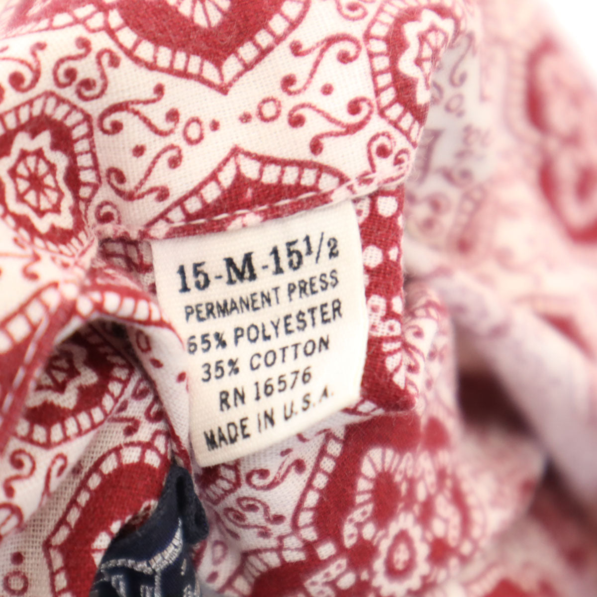 STRETCH BRESS 70s USA製 ヴィンテージ 総柄 長袖 シャツ M 赤系 メンズ