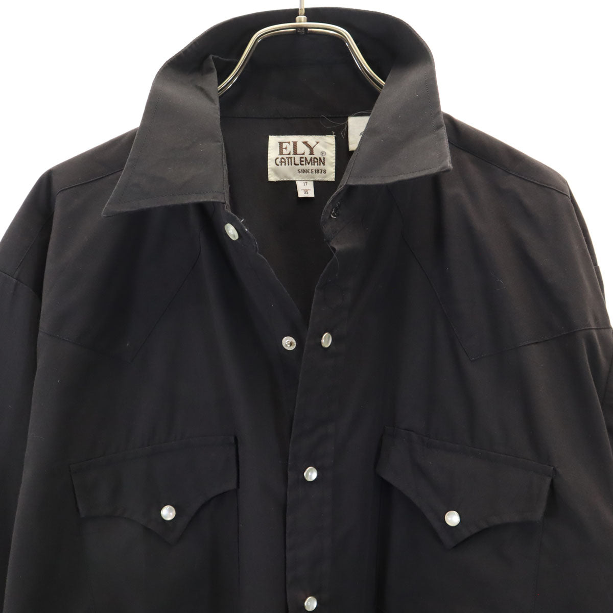 ELY CATTLEMAN エリーキャトルマン 70s 80s ヴィンテージ 長袖 ウエスタンシャツ 17/35 黒 メンズ