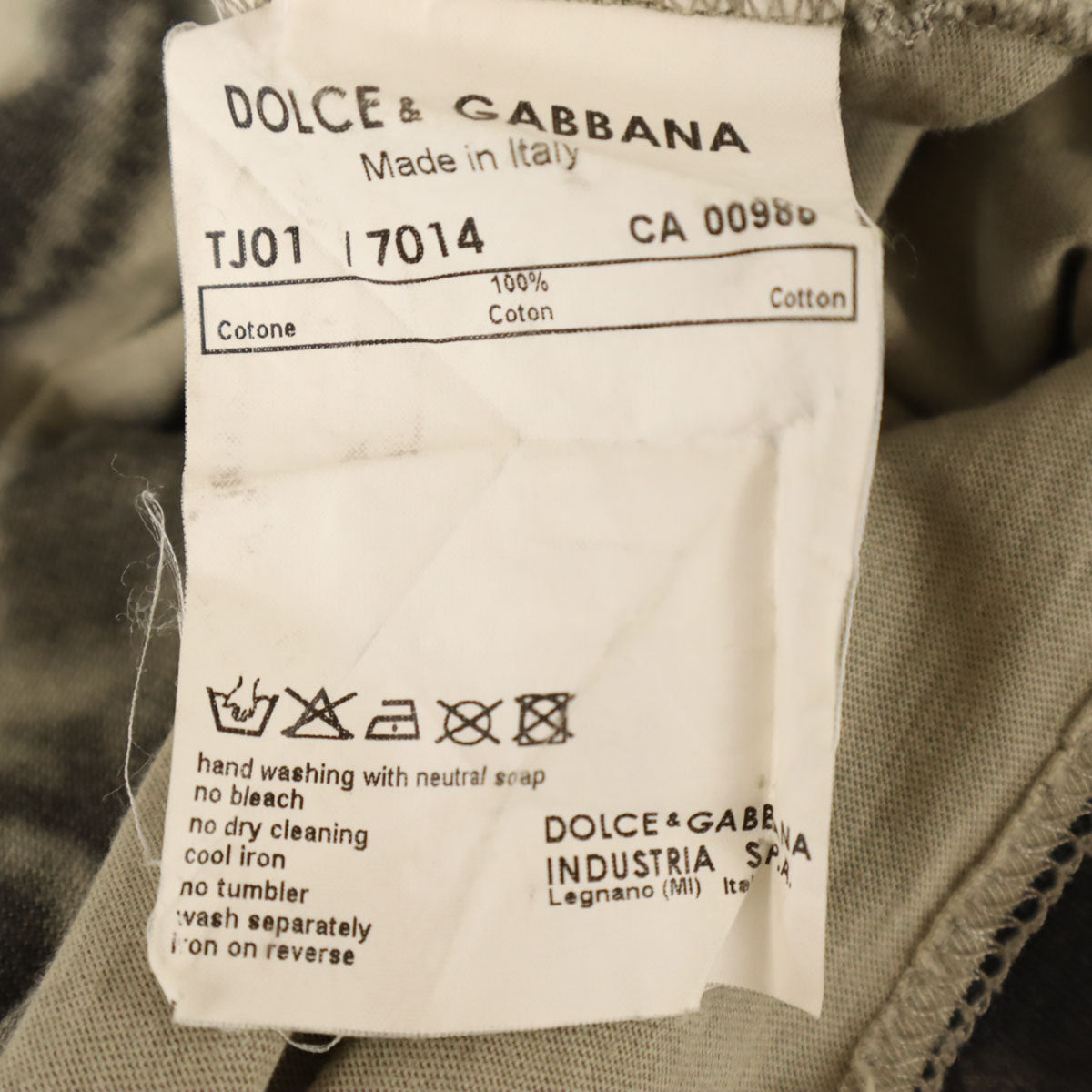 DOLCE&GABBANA ドルチェアンドガッバーナ イタリア製 フォトプリント 半袖 Vネック Tシャツ 48 グレージュ メンズ