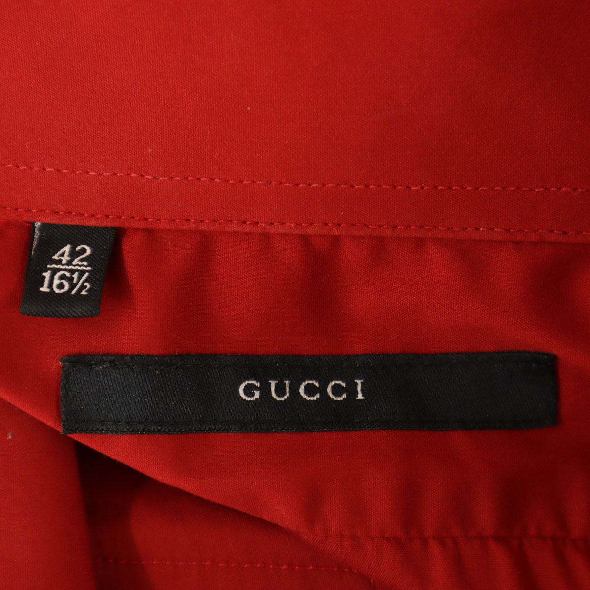 GUCCI グッチ イタリア製 半袖 ストレッチ シャツ 42 レッド メンズ