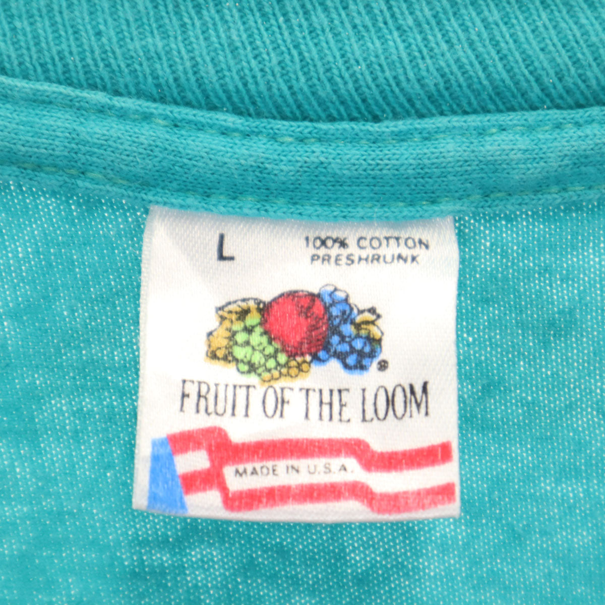 FRUIT OF THE LOOM フルーツオブザルーム 90s USA製 オールド バスプロショップ 半袖 Tシャツ L グリーン系 シングルステッチ メンズ