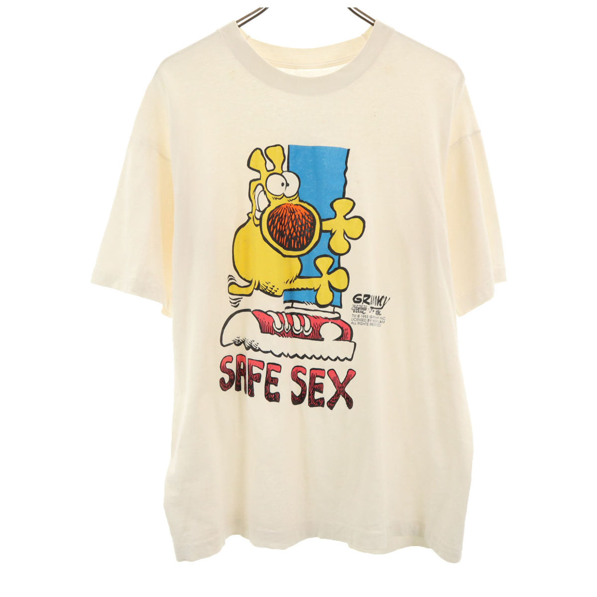 90s オールド マザーグースとグリム グリミー 半袖 Tシャツ アイボリー シングルステッチ Mother Goose and Grimm GRIMMY メンズ