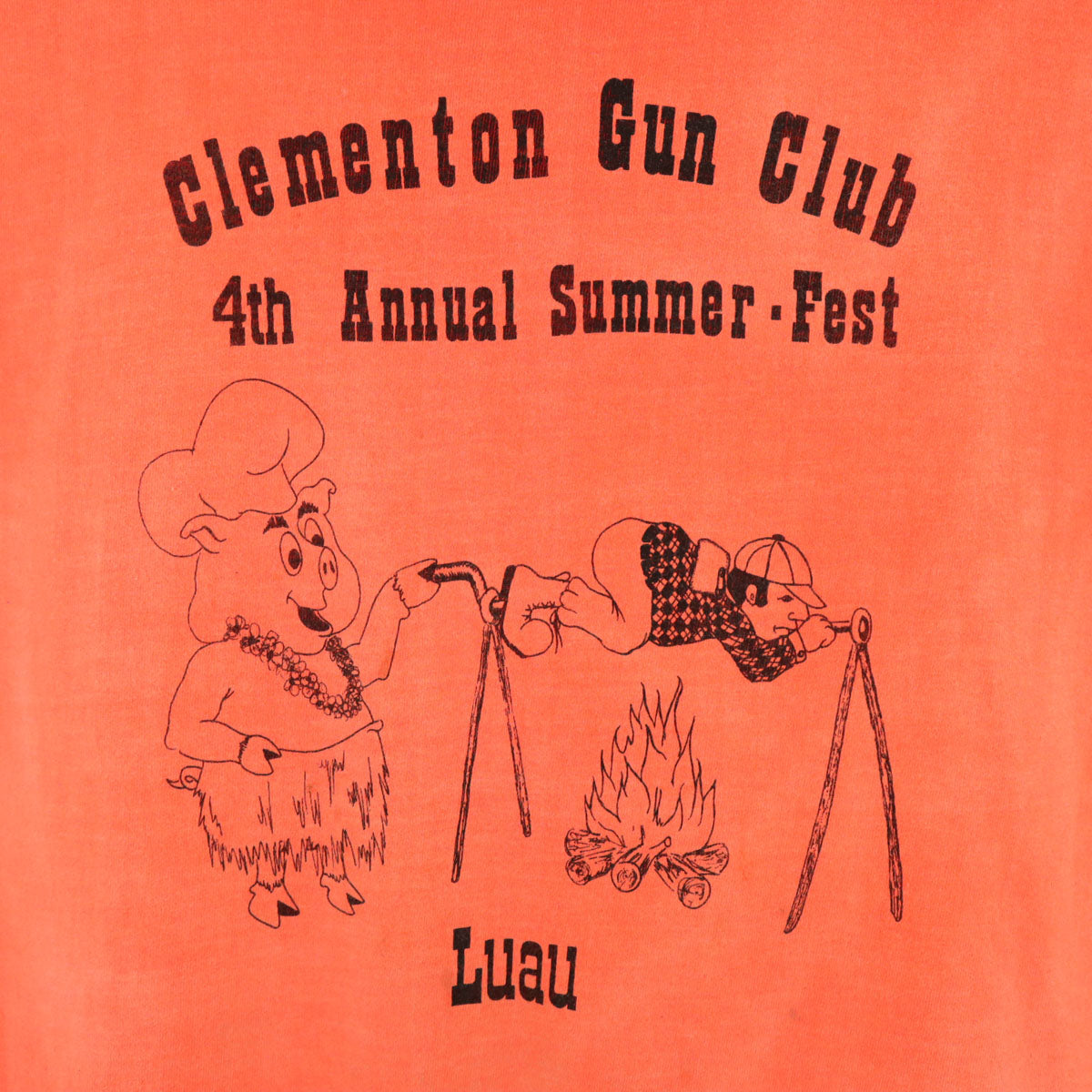 anvil アンヴィル 90s USA製 オールド Clementon Gun Club 半袖 Tシャツ ONE SIZE ネオンオレンジ系 シングルステッチ メンズ