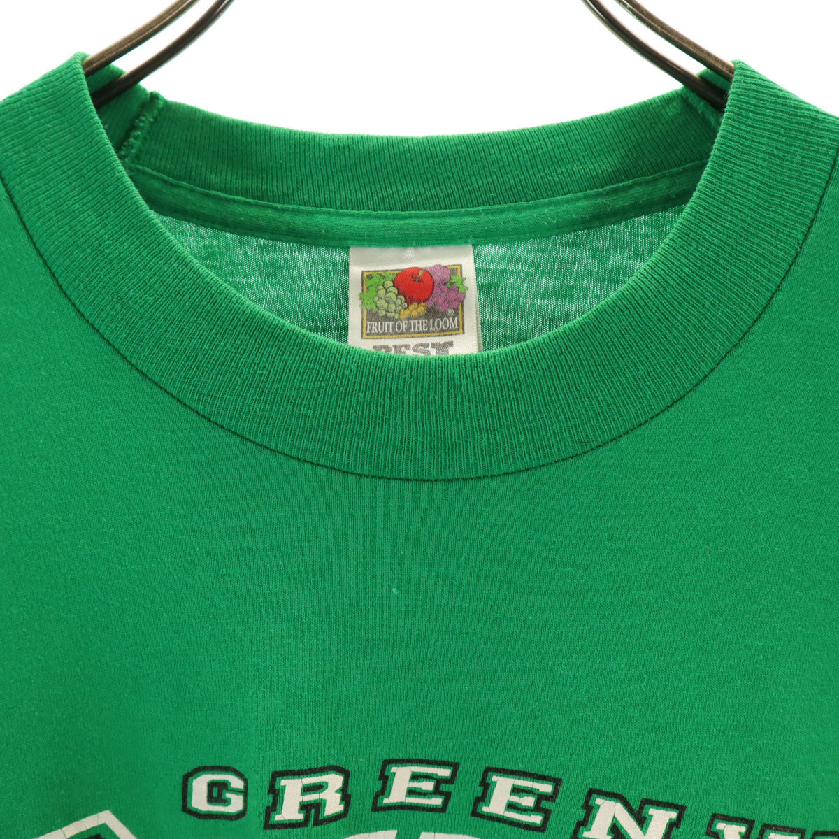 FRUIT OF THE LOOM BEST フルーツオブザルーム ベスト 90s USA製 オールド GREENWAY RAIDERS 半袖 Tシャツ XXL グリーン シングルステッチ ビッグサイズ メンズ