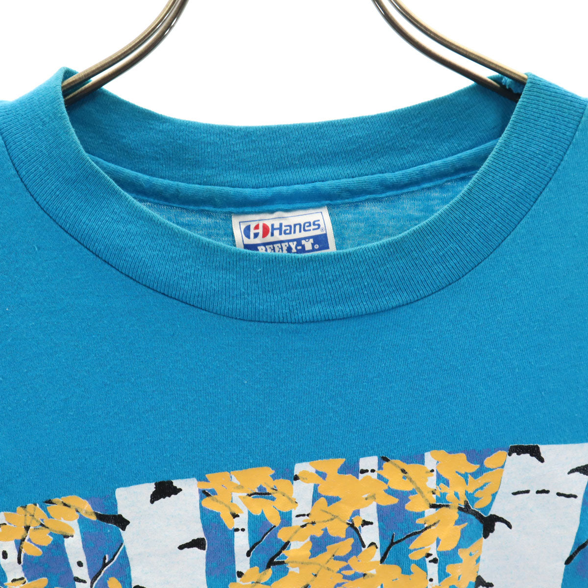 Hanes ヘインズ 80s 90s USA製 オールド 半袖 Tシャツ XL ブルー シングルステッチ メンズ