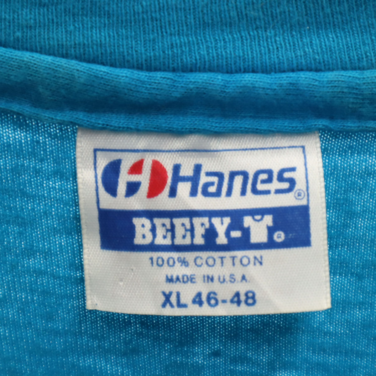 Hanes ヘインズ 80s 90s USA製 オールド 半袖 Tシャツ XL ブルー シングルステッチ メンズ