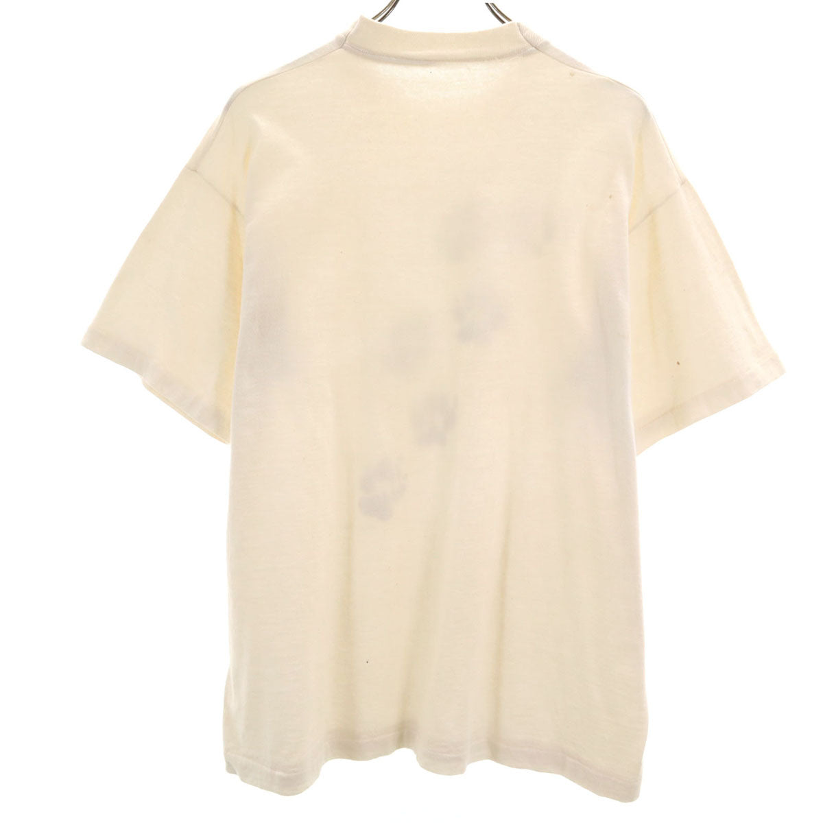 OLD オールド 90s 足跡プリント 半袖 Tシャツ クリーム シングルステッチ メンズ