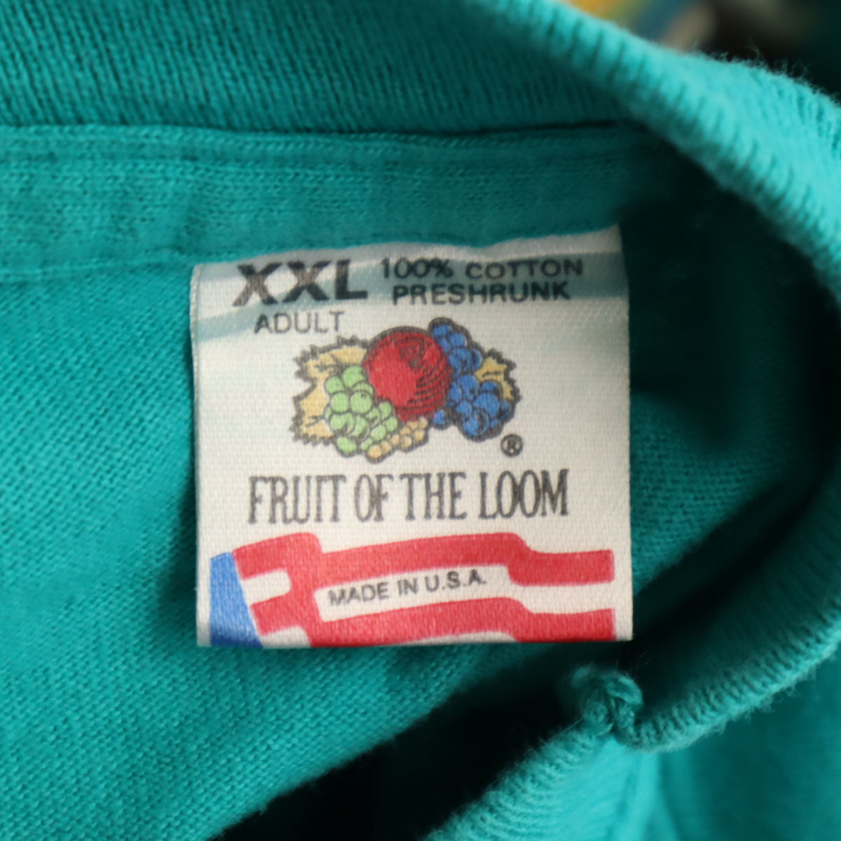 FRUIT OF THE LOOM フルーツオブザルーム 90s USA製 オールド 半袖 Tシャツ XXL グリーン系 ビックサイズ シングルステッチ メンズ