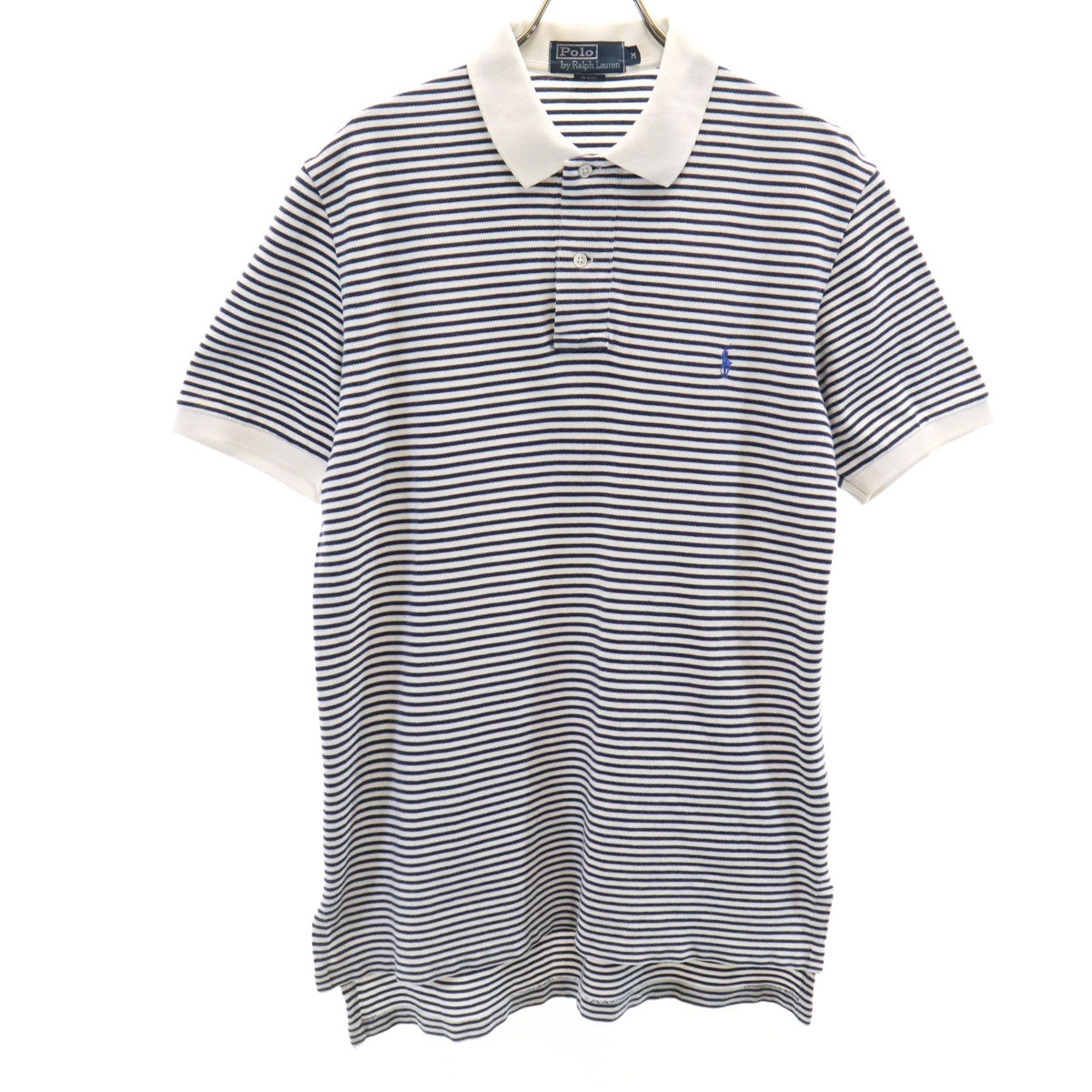 Polo by Ralph Lauren ポロバイラルフローレン ボーダー柄 半袖 ポロシャツ M ホワイト 鹿の子 メンズ