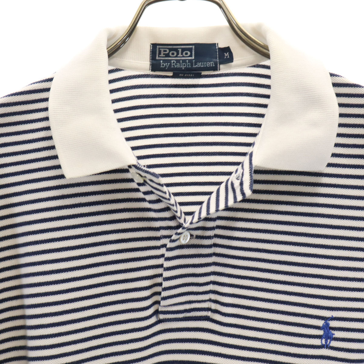 Polo by Ralph Lauren ポロバイラルフローレン ボーダー柄 半袖 ポロシャツ M ホワイト 鹿の子 メンズ