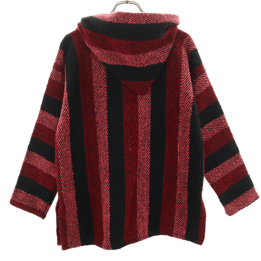 TLAXCALA TEXTILES ストライプ柄 長袖 メキシカン パーカー S レッド メンズ