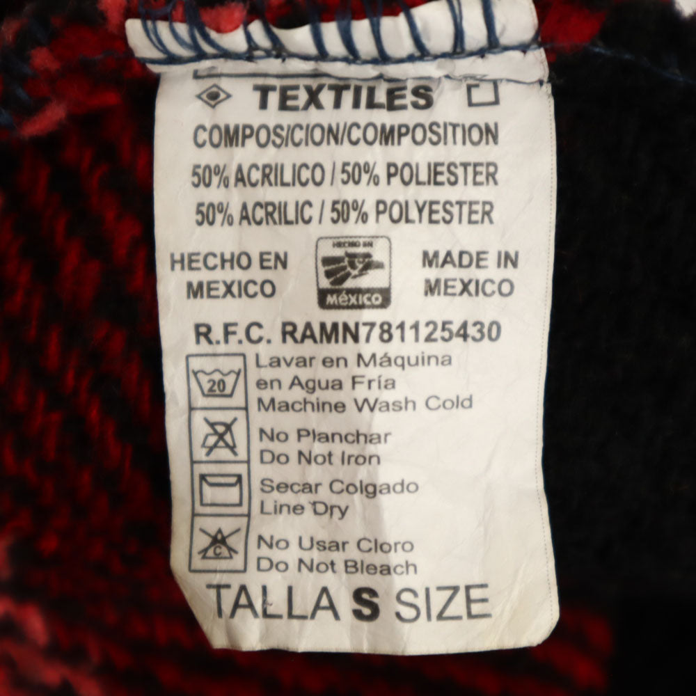 TLAXCALA TEXTILES ストライプ柄 長袖 メキシカン パーカー S レッド メンズ