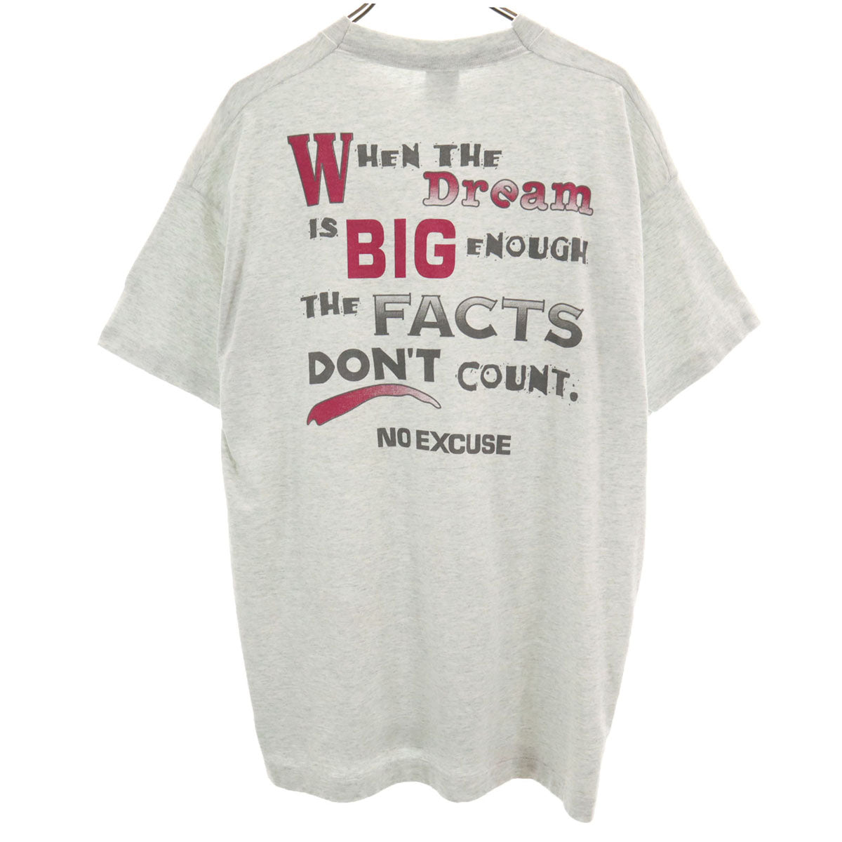 FRUIT OF THE LOOM BEST フルーツオブザルーム ベスト 90s USA製 オールド バックプリント メッセージ 半袖 Tシャツ XL グレー シングルステッチ メンズ