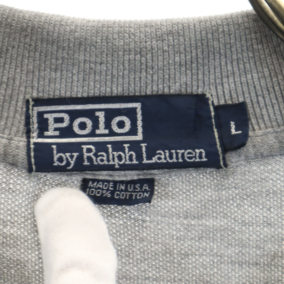 Polo by Ralph Lauren ポロバイラルフローレン USA製 ポロベア刺繍 半袖 ポロシャツ L グレー 鹿の子 メンズ
