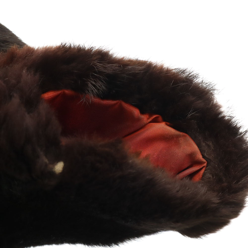 ラビットファー 毛皮コート L ブラウン レディース