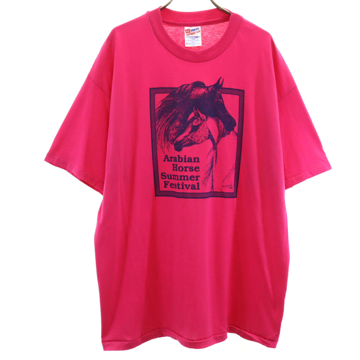 Hanes ヘインズ 90s オールド USA製 プリント 半袖 Tシャツ XL ピンク シングルステッチ メンズ
