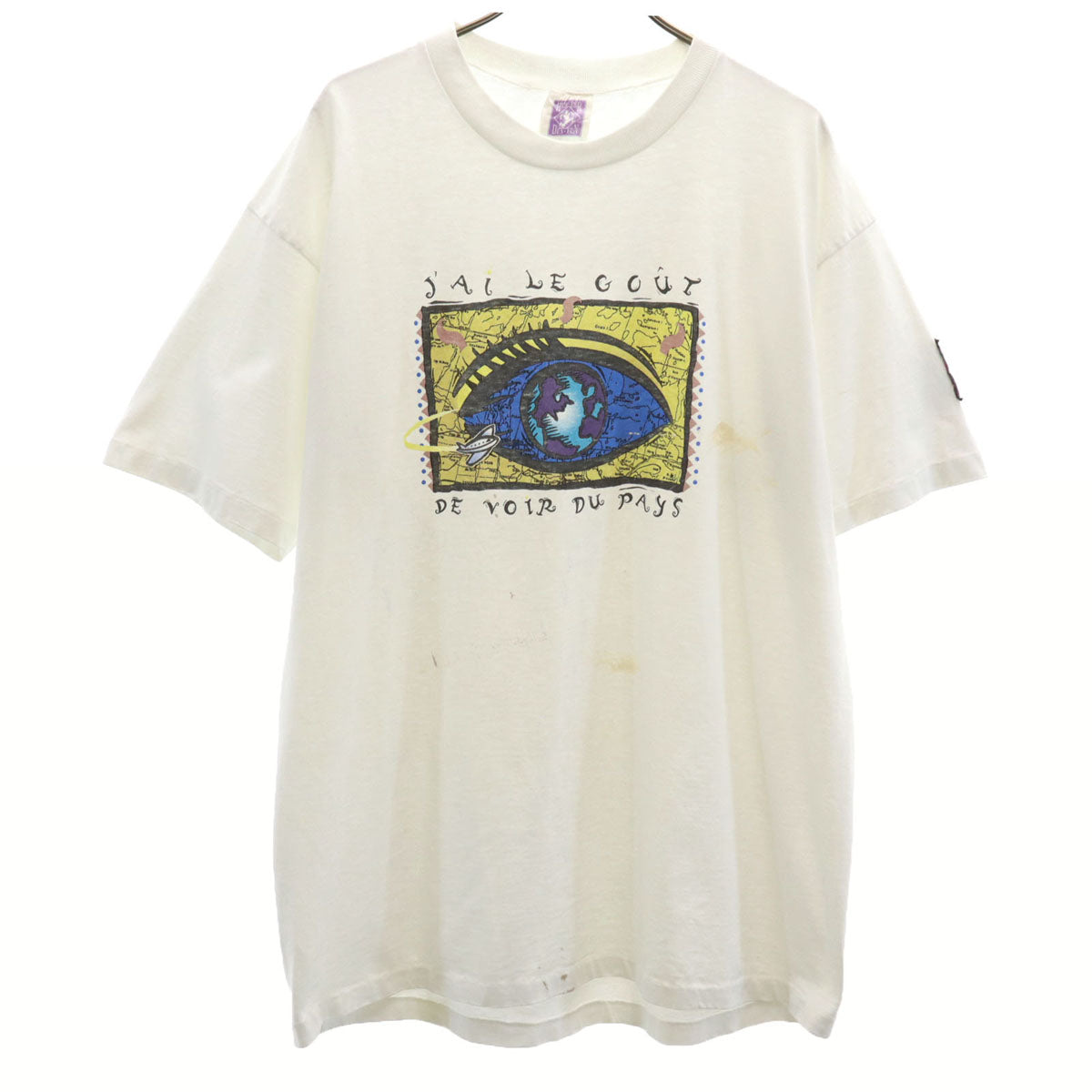 HUMEUR DESIGN 90s カナダ製 オールド プリント 半袖 Tシャツ XL ホワイト シングルステッチ メンズ