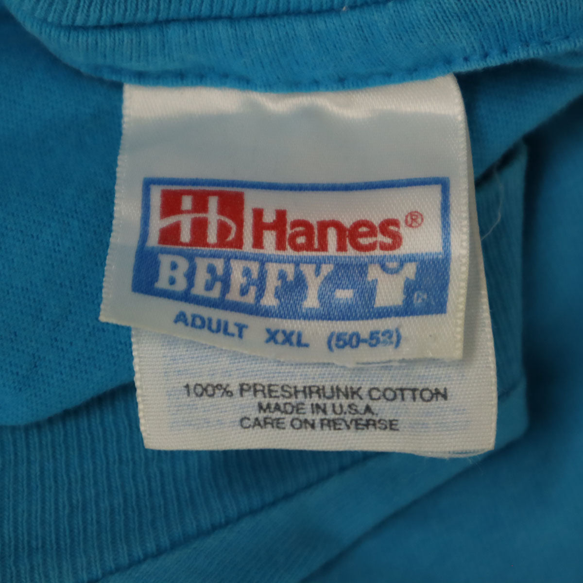 Hanes ヘインズ 90s USA製 オールド Day Camp 半袖 Tシャツ XXL 水色 シングルステッチ BEEFY-T ビッグサイズ メンズ