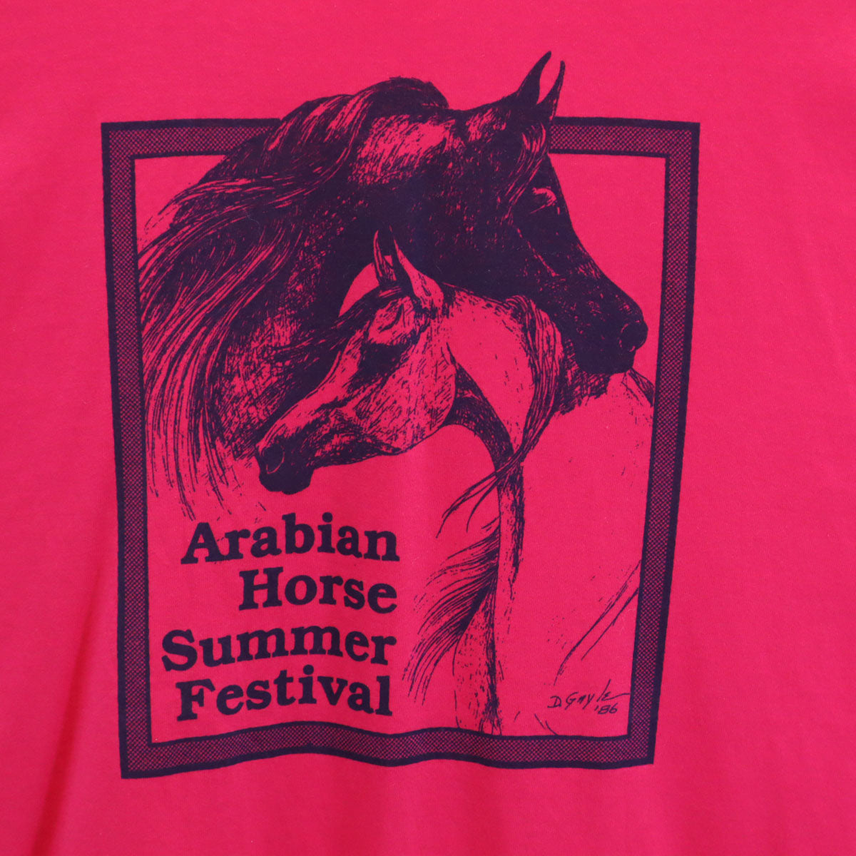 Hanes ヘインズ 90s オールド USA製 アラビアン ホース サマー フェスティバル 半袖 Tシャツ XL ピンク シングルステッチ 馬 メンズ