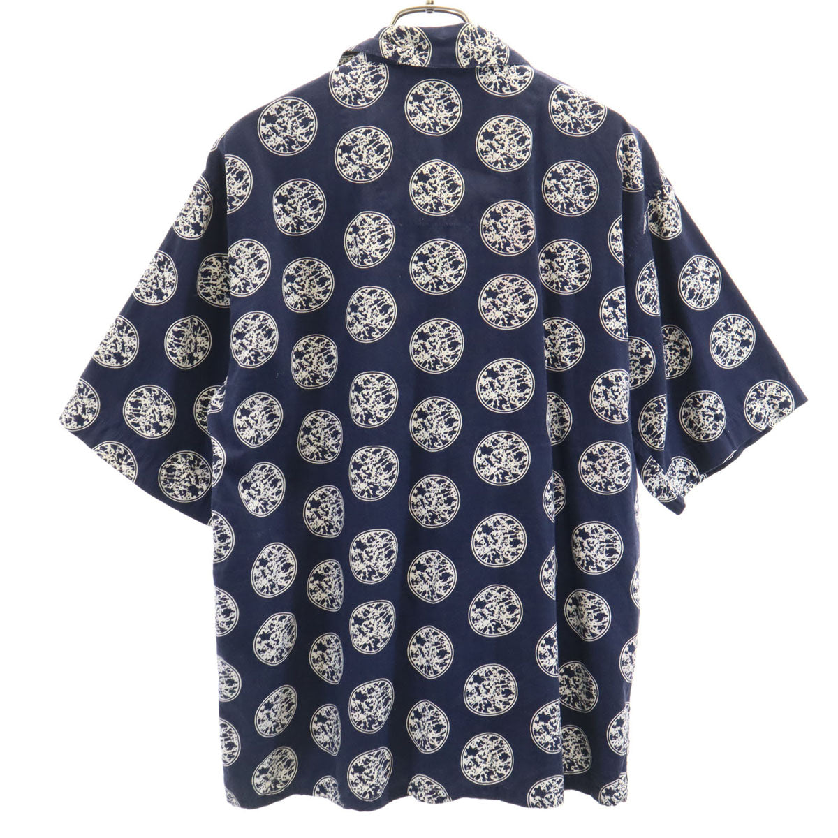 Protocol 90s オールド 総柄 半袖 開襟 アロハシャツ M ネイビー メンズ