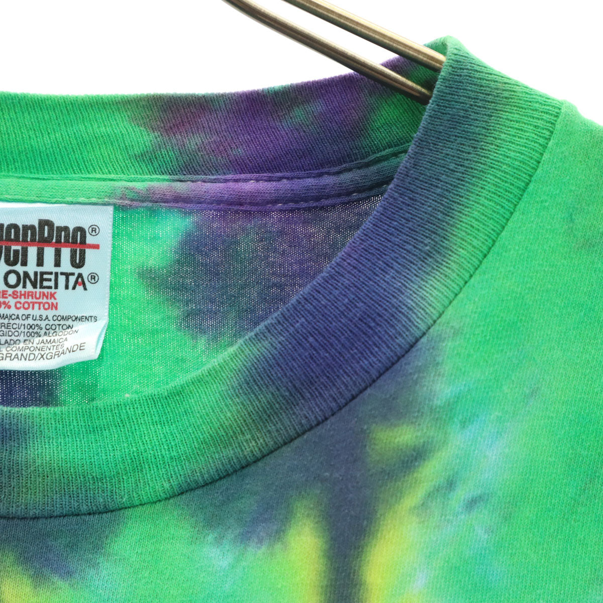 POWER PRO by ONEITA パワープロバイオニータ 90s オールド タイダイ柄 半袖 Tシャツ XL グリーン シングルステッチ メンズ