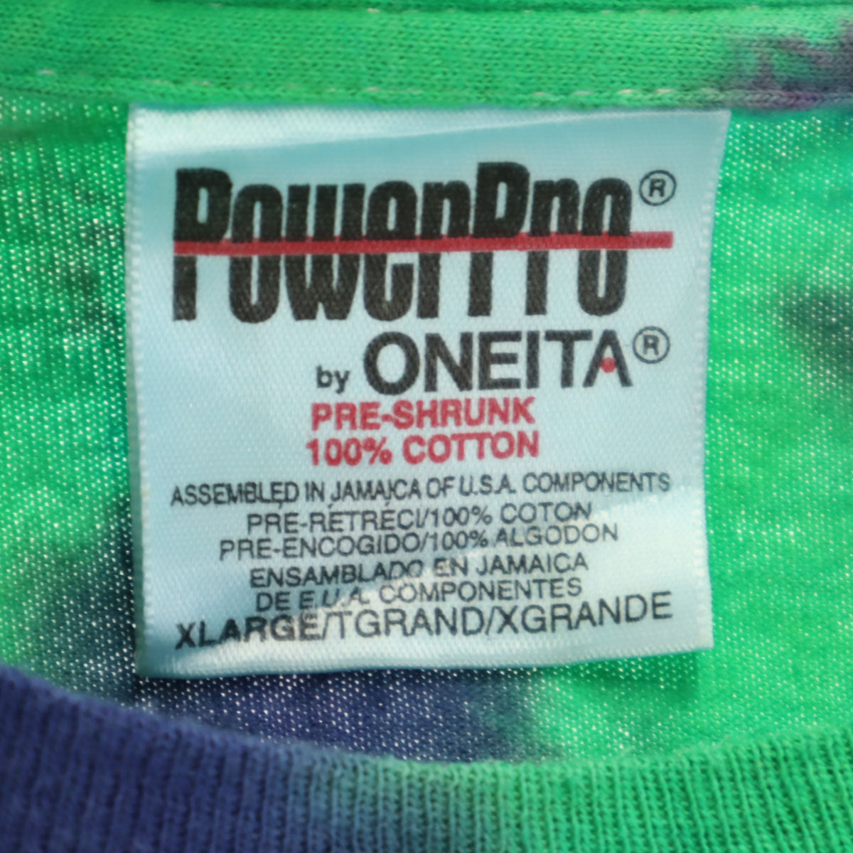 POWER PRO by ONEITA パワープロバイオニータ 90s オールド タイダイ柄 半袖 Tシャツ XL グリーン シングルステッチ メンズ