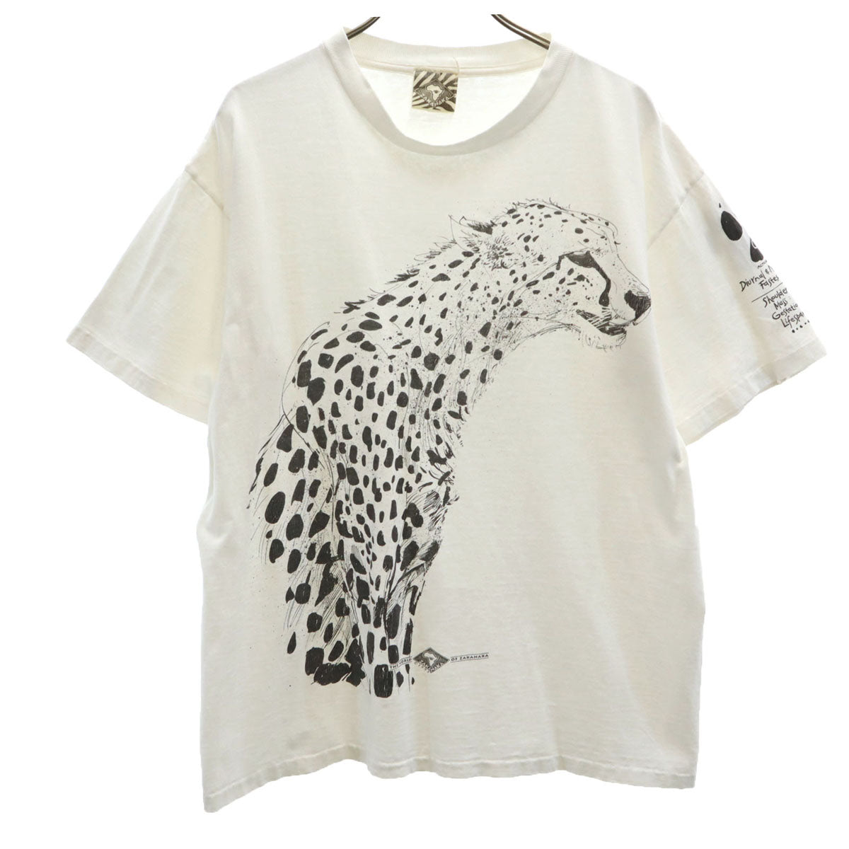 ZAKANAKA 90s USA製 オールド チーター 半袖 Tシャツ L ホワイト シングルステッチ アニマル柄 メンズ