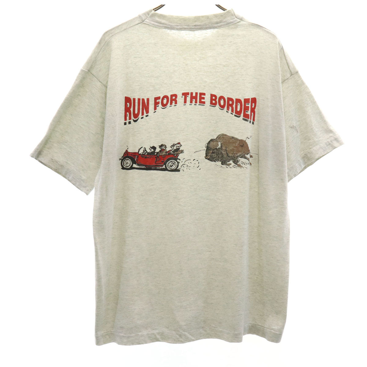 OLD オールド 90s バックプリント 半袖 Tシャツ グレー シングルステッチ アニマル メンズ