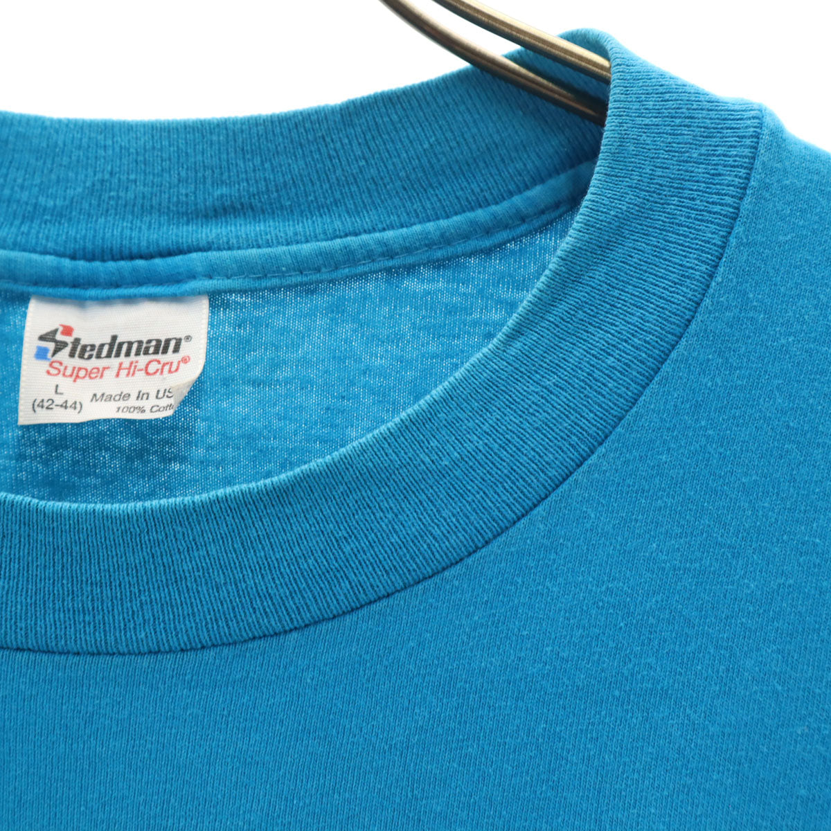 STEDMAN ステッドマン 90s USA製 オールド フィットネスクラブ ベアプリント 半袖 Tシャツ L 水色 企業モノ クマ アニマル メンズ