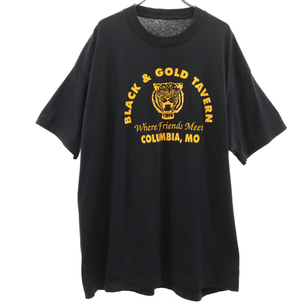 OLD オールド 90s BLACK＆GOLD TAVERN 半袖 Tシャツ ブラック シングルステッチ タイガー アニマル メンズ
