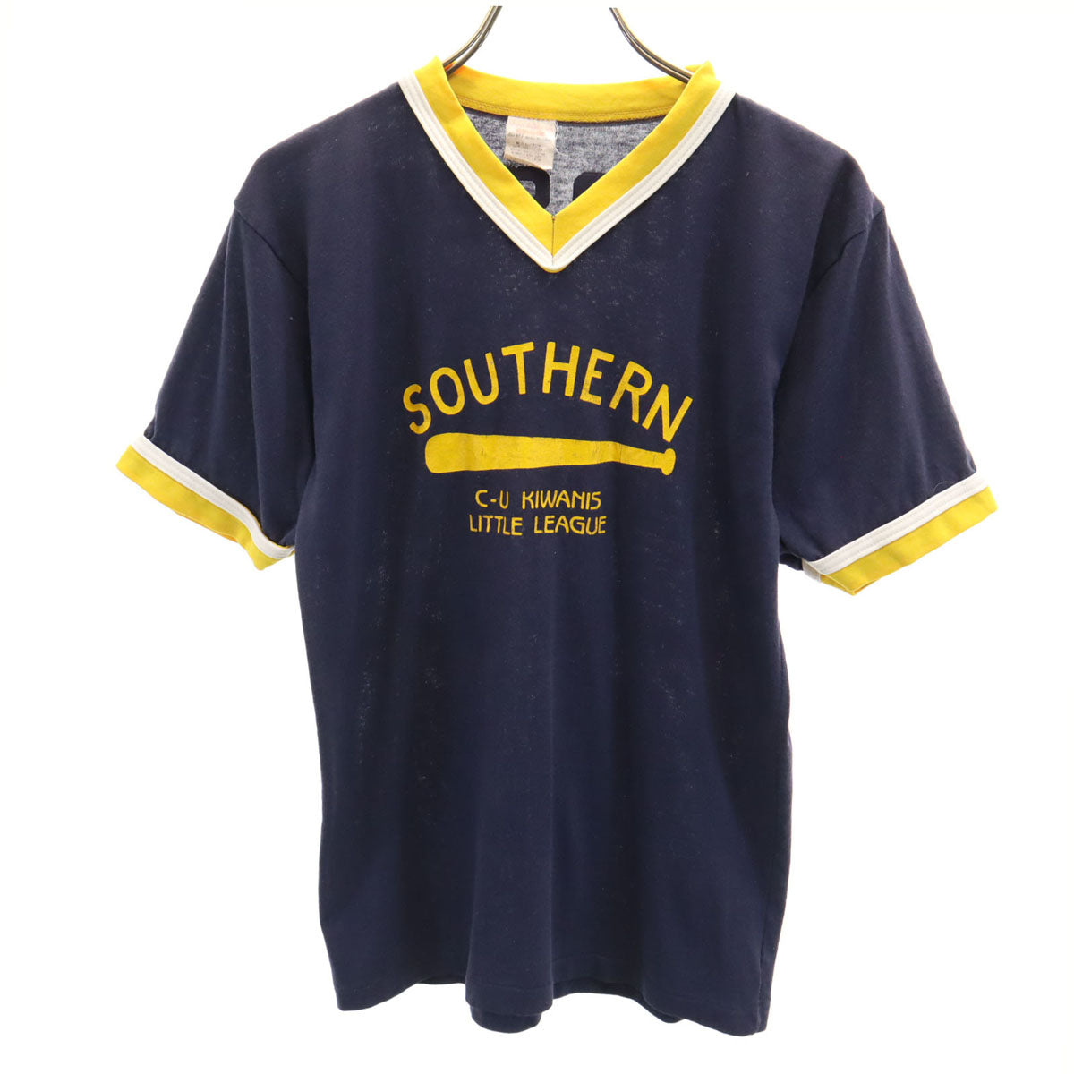 Don Alleson Athletic 80s USA製 ヴィンテージ 半袖 Vネック Tシャツ S ネイビー系 メンズ