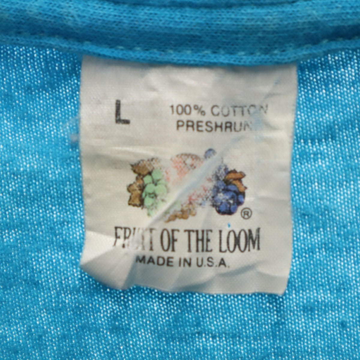 FRUIT OF THE LOOM フルーツオブザルーム 90s USA製 オールド 半袖 Tシャツ L ブルー系 シングルステッチ メンズ