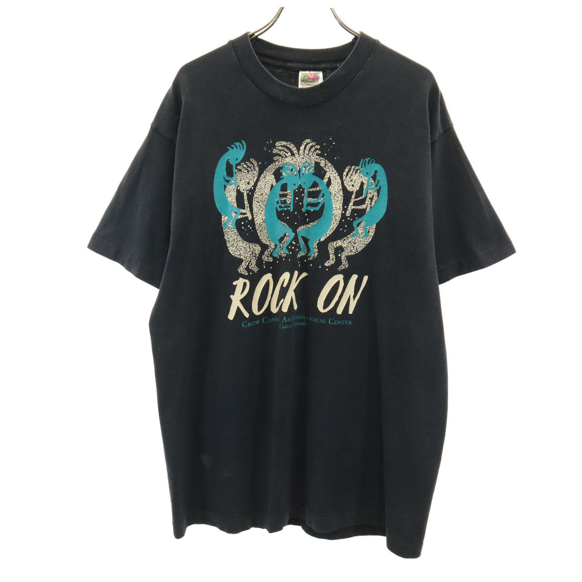 FRUIT OF THE LOOM フルーツオブザルーム 90s オールド ROCK ON 半袖 Tシャツ L ブラック シングルステッチ メンズ