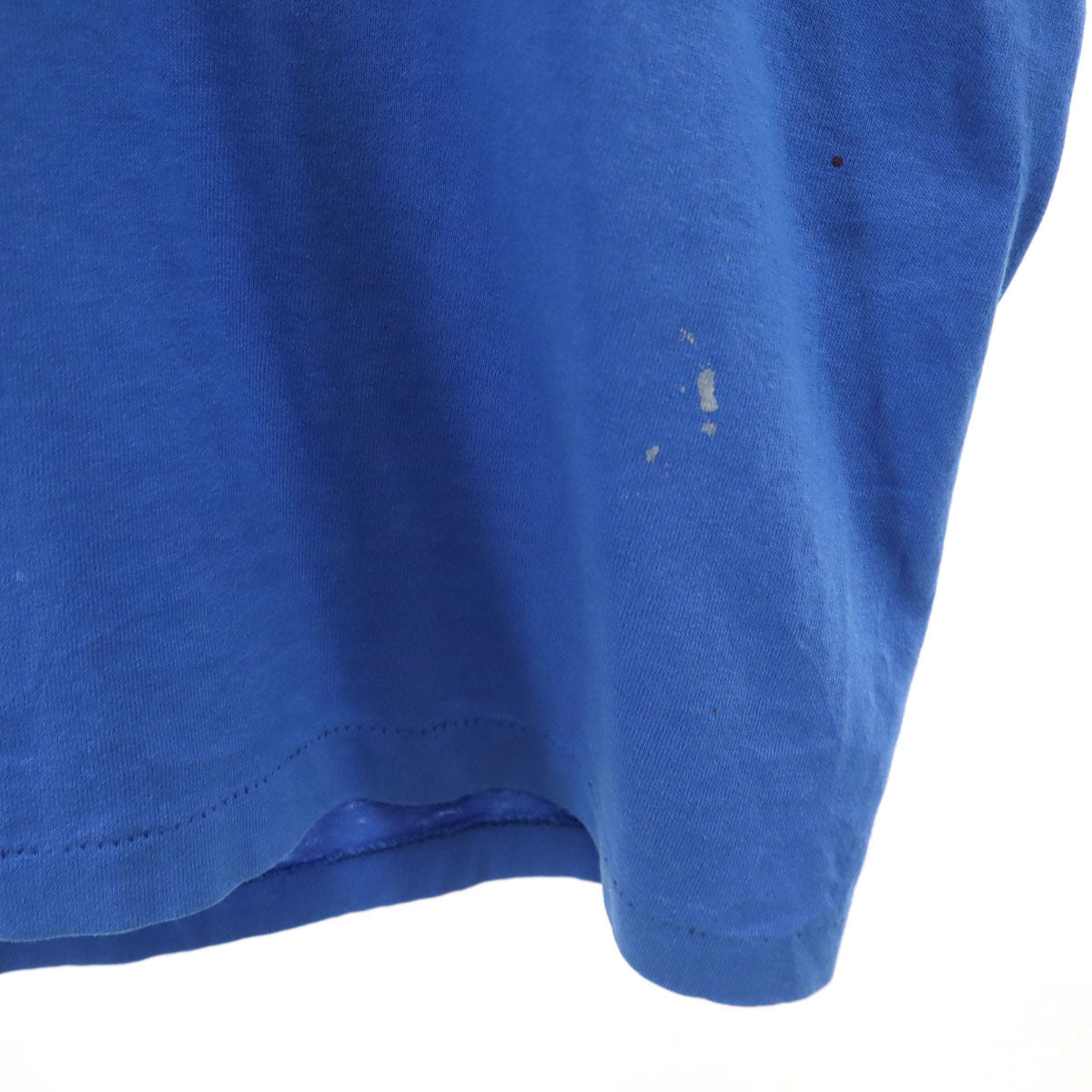 Hanes ヘインズ 90s USA製 オールド EXPECT Thelen BEST アップル プリント 半袖 Tシャツ L ブルー シングルステッチ メンズ