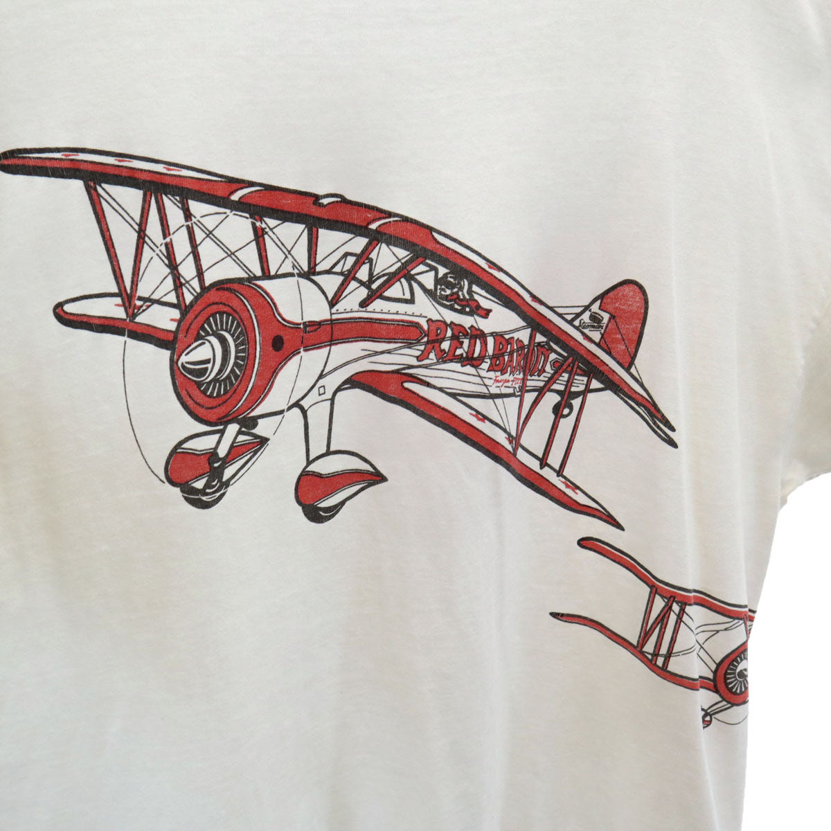 Hanes ヘインズ 90s USA製 オールド RED BARON プリント 半袖 Tシャツ XL ホワイト シングルステッチ 戦闘機 レッドバロン BEEFY-T メンズ