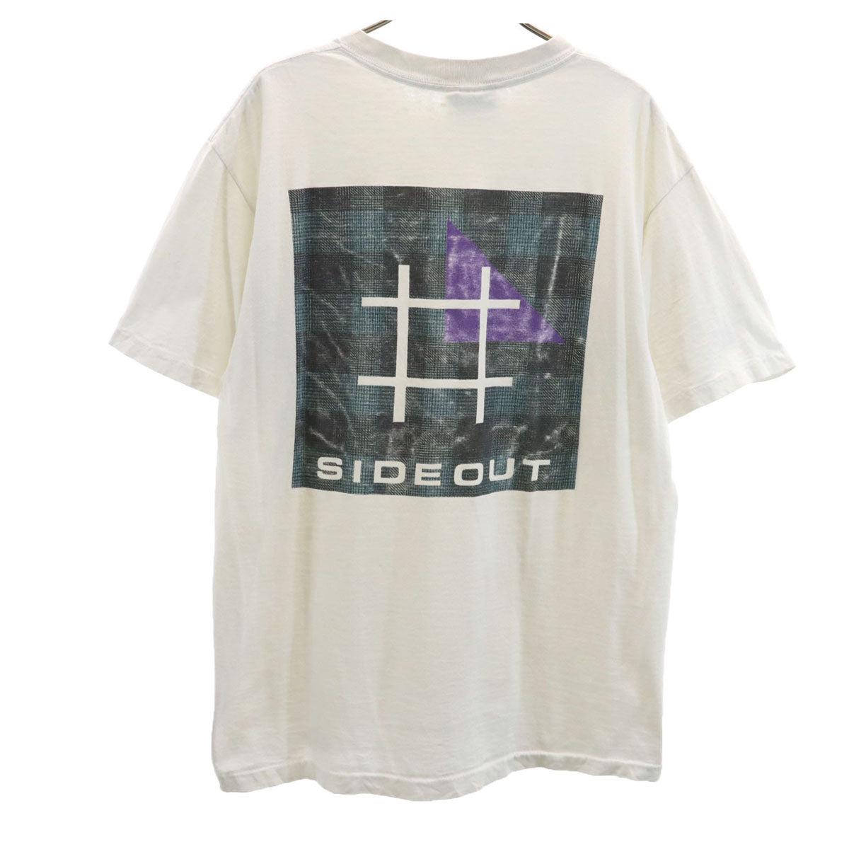 SIDEOUT 90s USA製 オールド バックプリント 半袖 Tシャツ L ホワイト シングルステッチ メンズ
