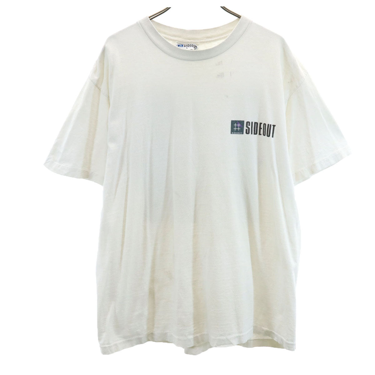 SIDEOUT 90s USA製 オールド バックプリント 半袖 Tシャツ L ホワイト シングルステッチ メンズ