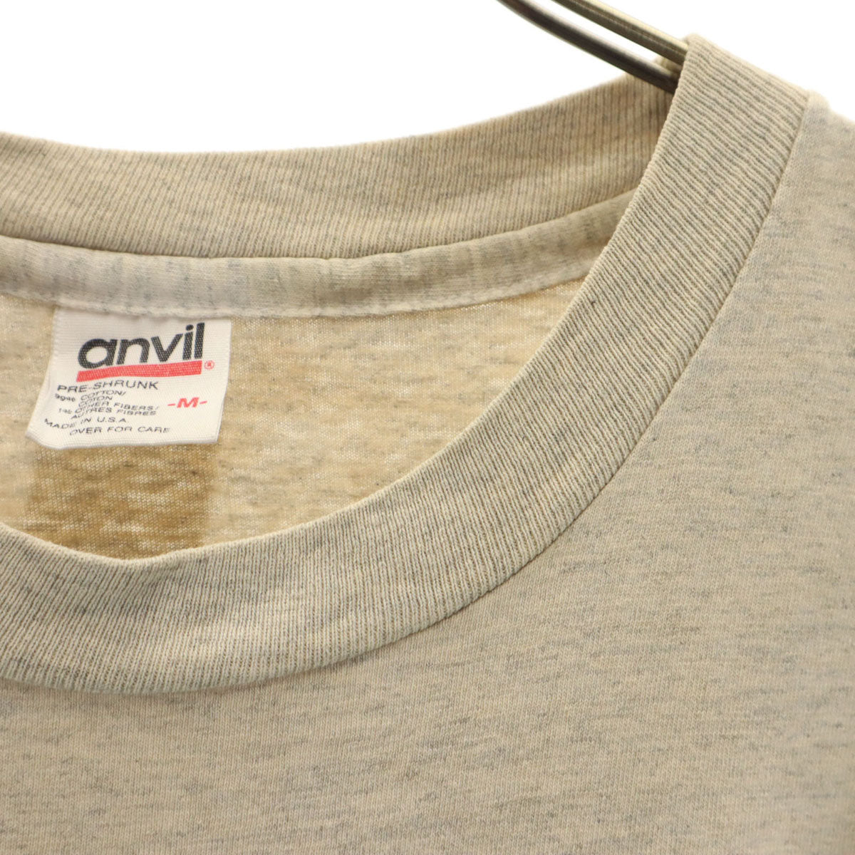 anvil アンヴィル 90s USA製 オールド オオカミ プリント 半袖 Tシャツ M グレー系 シングルステッチ アニマル柄 メンズ