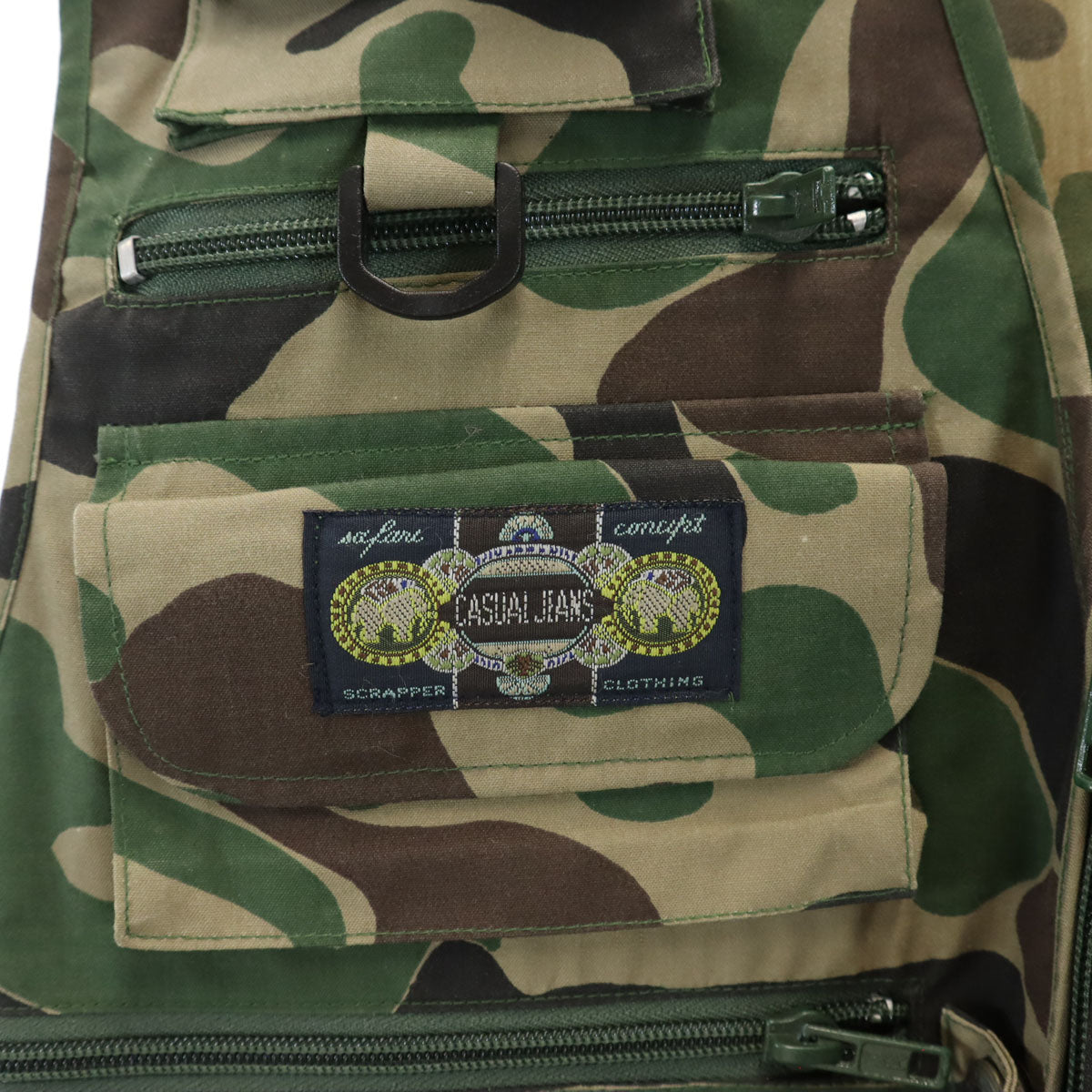 WINNING WAYS 80s オールド カモフラ ベスト M カーキ 多機能ポケット 迷彩柄 メンズ