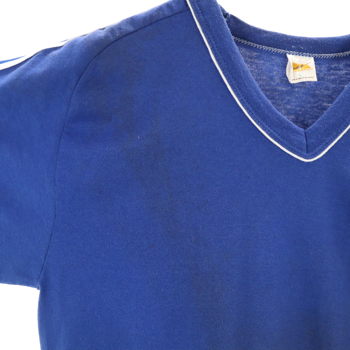 RUSSELL ラッセル 70s 80s ヴィンテージ 金ラッセル 半袖 Vネック Tシャツ L ブルー系 シングルステッチ メンズ