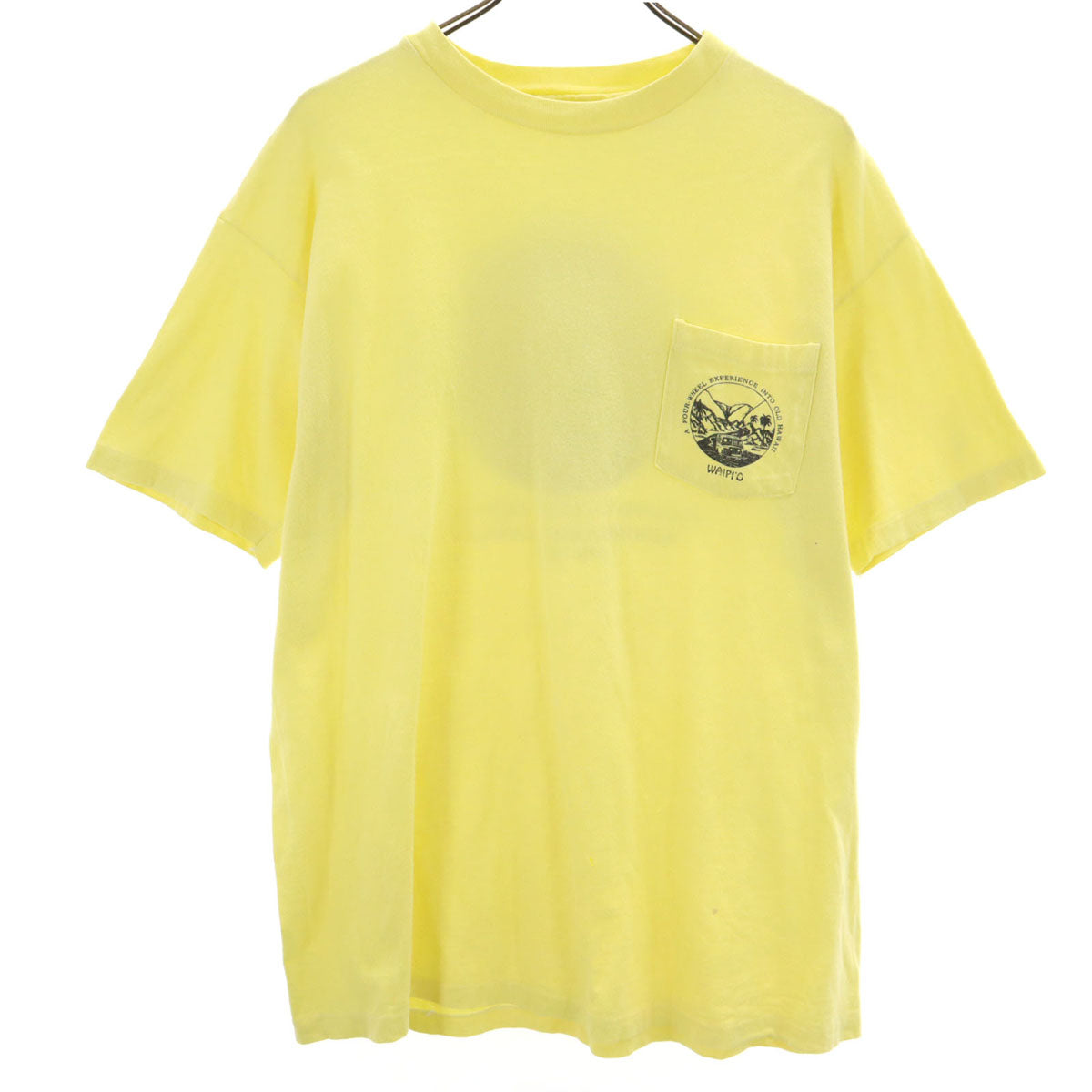 OLD オールド 90s 半袖 Tシャツ イエロー系 シングルステッチ ポケT バックプリント メンズ