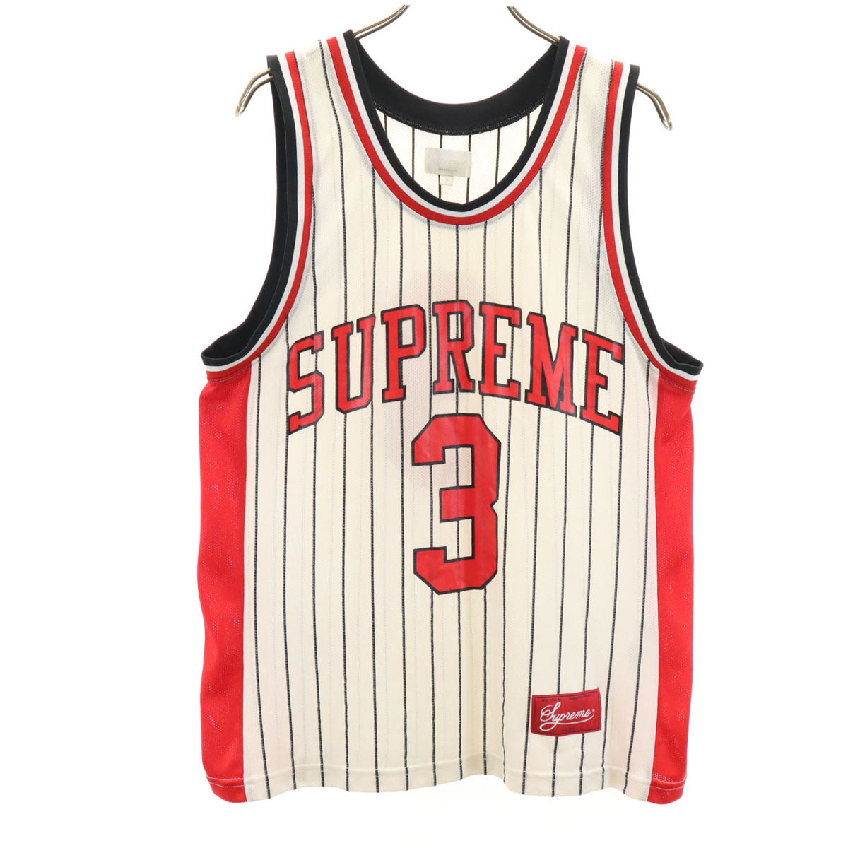 Supreme シュプリーム ストライプ柄 ノースリーブ ゲーム シャツ S ホワイト メッシュ メンズ
