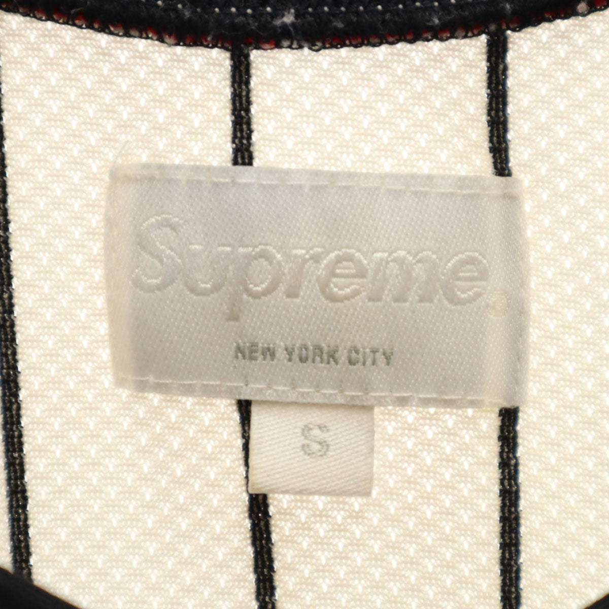 Supreme シュプリーム ストライプ柄 ノースリーブ ゲーム シャツ S ホワイト メッシュ メンズ