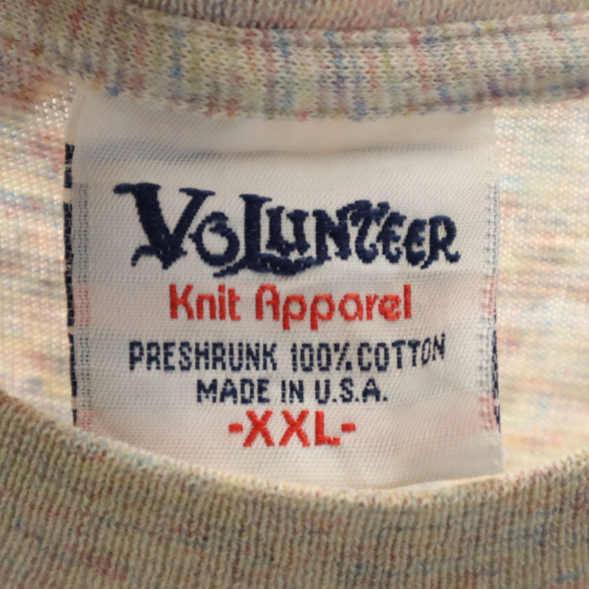 VOLUNTEER KNIT APPAREL ボランティア 90s USA製 オールド メッセージ 半袖 Tシャツ XXL マルチ シングルステッチ メランジ ビッグサイズ メンズ